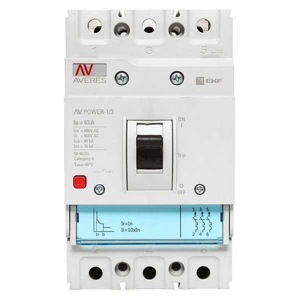Выключатель автоматический в литом корпусе AV-POWER-1/3 63А 80кА TR EKF
