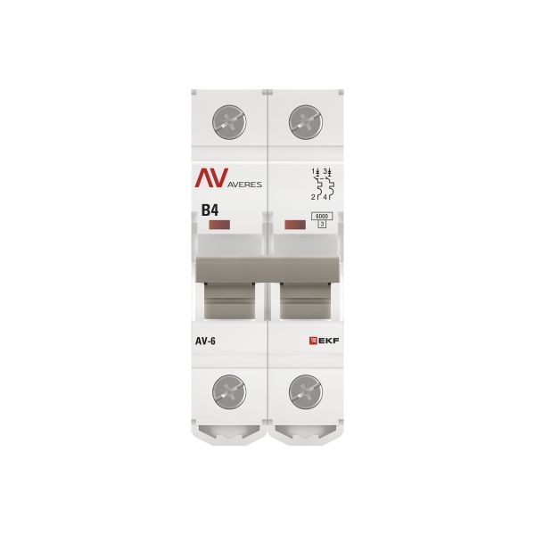 Выключатель автоматический AV-6 2P 4A (B) 6kA EKF AVERES