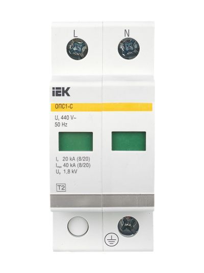 Огран. имп. перенапр.  2П  Un=400B  In=20kA  Im=40kA  ОПС1-C 2Р IEK