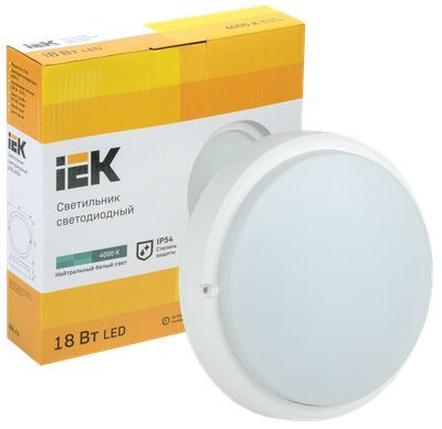 IEK  18Вт  круг  4000K  1200Лм  белый  IP54  / LED ДПО 4004